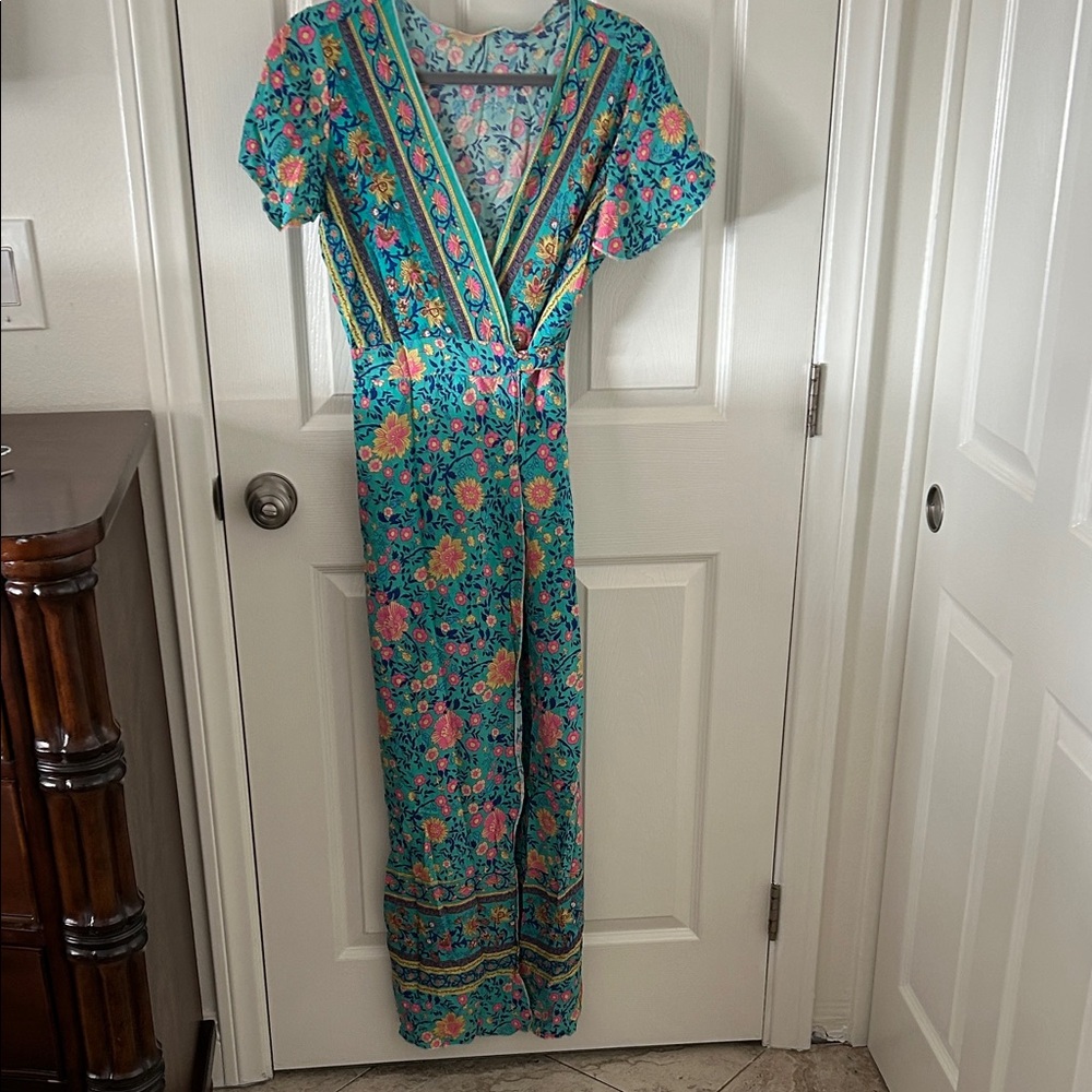 Source Unknown Floral Maxi Dress - Blue and Pink